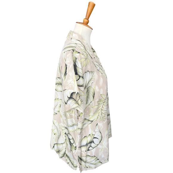 NWT Linden Hill 100% Silk Floral Botanical Short Sleeve Button Down Size XL - Picture 4 of 7